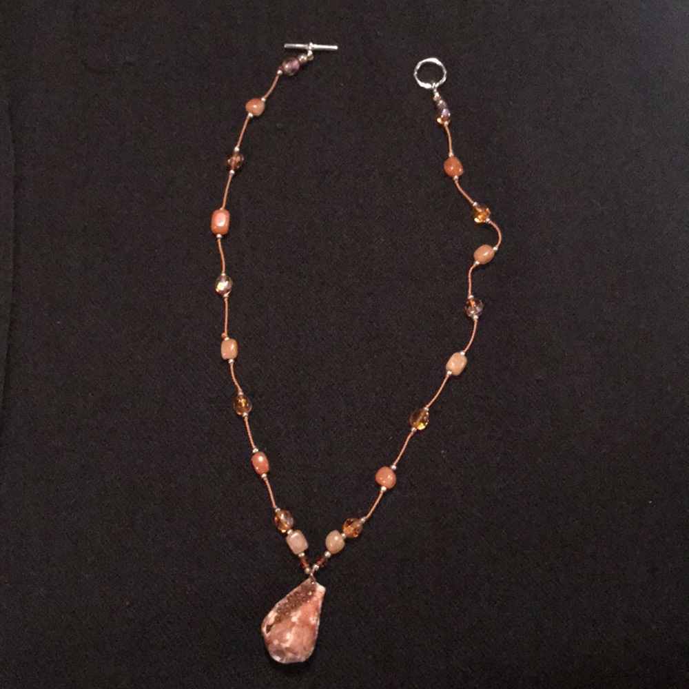 Unique semiprecious stone and shell necklace